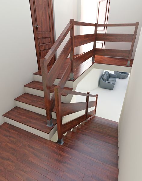 Wizualizacja balustrady drewnianej wypełnienie poziome